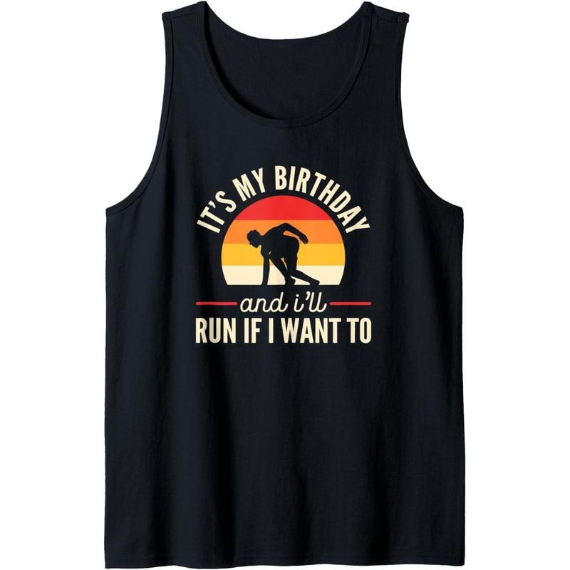 Funny Running Birthday Run If I Want To Fitness Quote Humor Tank Top made in usa