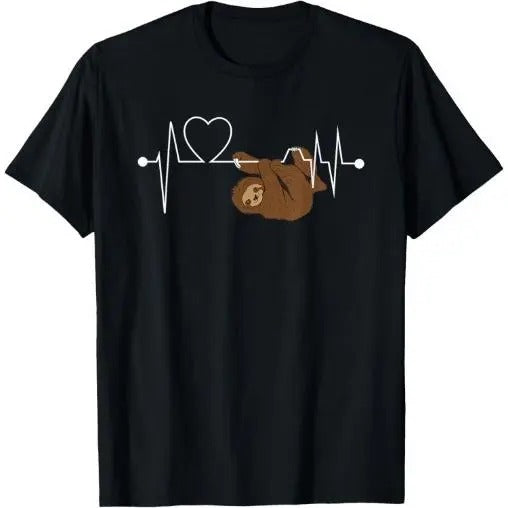 Funny Sloth Heart Heartbeat Sloths Lover Gift Women Girls T-Shirt  Made in USA