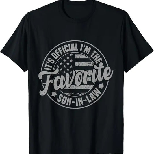 Funny Son-in-law Shirt, It's Official I'm The Favorite Son-In-Law Funny Vintage T-Shirt - Menswear Casual Cotton men  gifts
