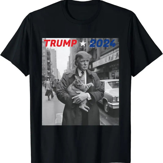 Funny Trump And Cat 2024 T-Shirt | Unisex Cotton Tee Gift | Full Size