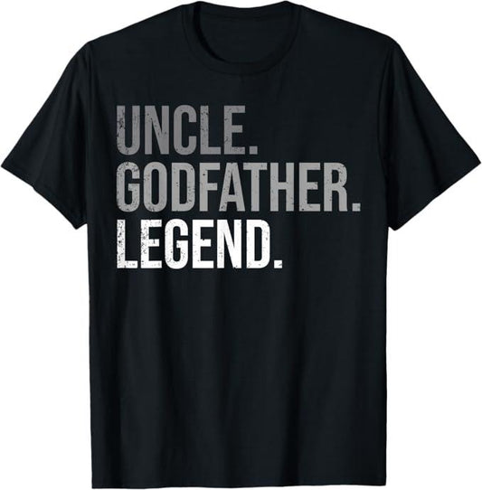 Funny Uncle Shirts, Gifts For Uncle, Uncle Godfather Legend Best Godfather Proposal Baptism T-Shirt - Menswear Casual Cotton