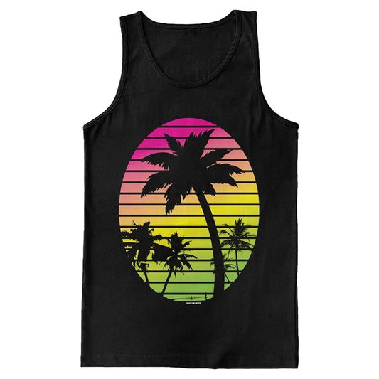 Funny Vacation Tank Top, Haase Unlimited Palm Tree Scene - Vacation Tropical Men's Tank Top Unisex Casual Classic