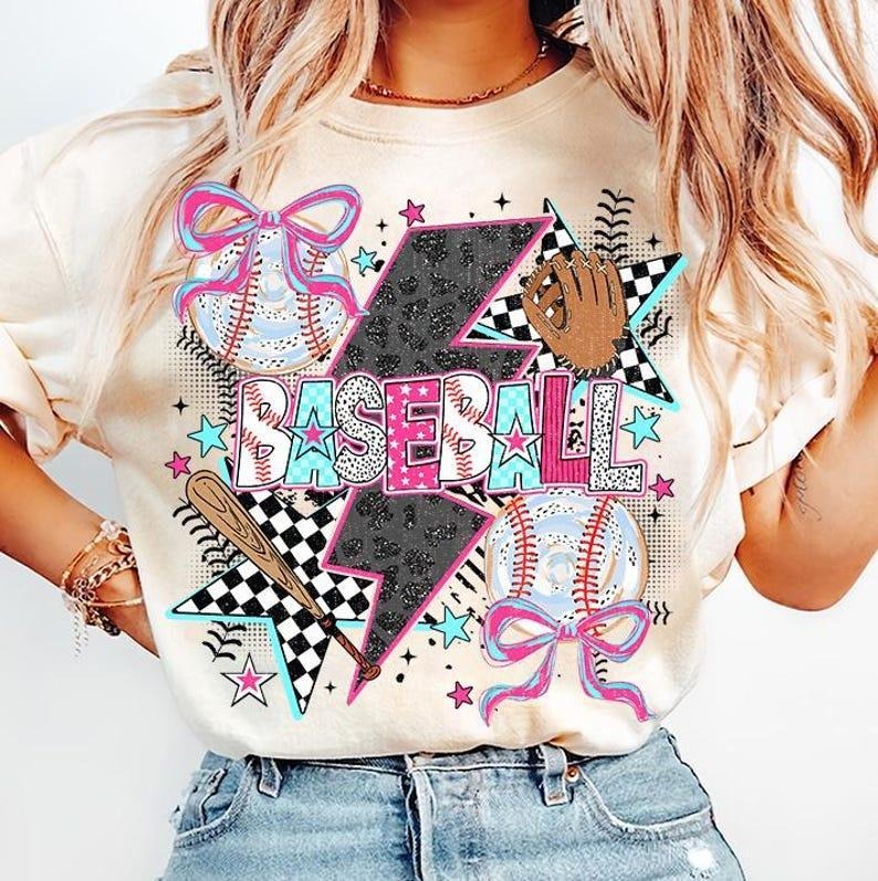 Game Day Coquette Baseball Tee tshirt, Brushstroke Design, Sporty Mama Fashion tshirt,  women tops, shirt for women