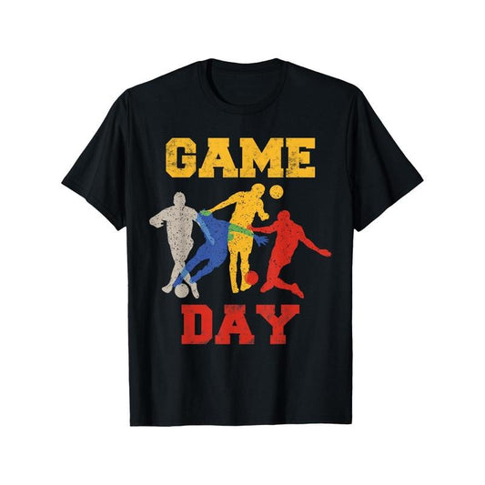 Game Day Vintage Football Player Sports Hand-painted T-shirt Black casual short sleeved men's sports T-shirt Made in USA