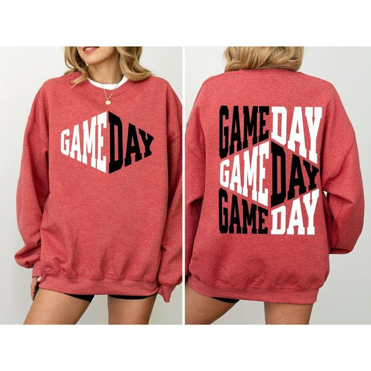 Game Day, Front and Back, Cheer, Football, Sports, Big Game, Touchdown, Tailgate Party Sweatshirt, Women's Crew Neck, Crewneck