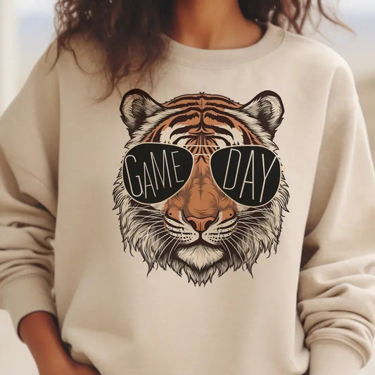 Gameday Tiger Graphic Sweatshirt Football Tigers pullover Gameday Sports Sweatshirt Team Sports Mascot Top Unisex Sizing Tshirts Casual Sports Teams Tops  Womens  Cozy Sports Tees