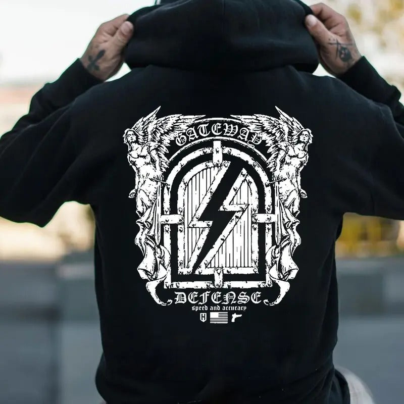 Gateway Defense Speed And Accuracy Back Side Printed T-shirt - Crewneck Sweatshirt - Hoodie, Howitzer Patriot Streetwear, Workwear