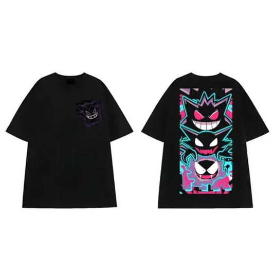 Gengar Ghastly T-Shirt, Ghost Type element Silhouette, Video Game T-Shirt, Japanese Anime