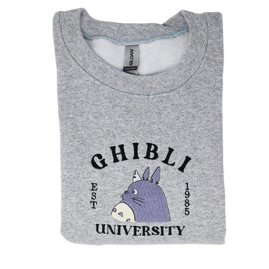 Ghibli University, Totoro Cute Anime Embroidered Crewneck Classic Womenswear