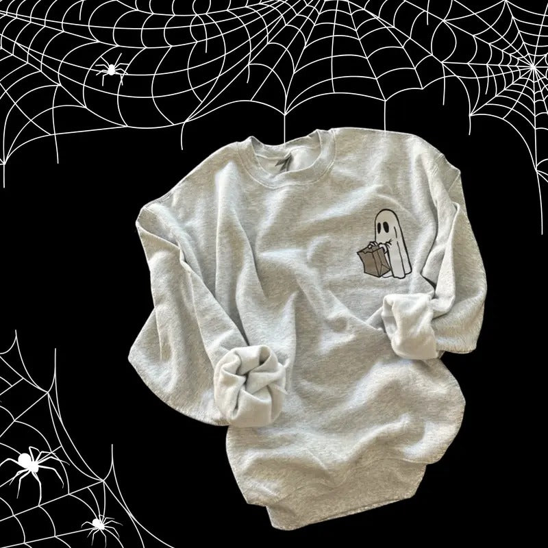 Ghost Bag Embroidered Crewneck Sweatshirt