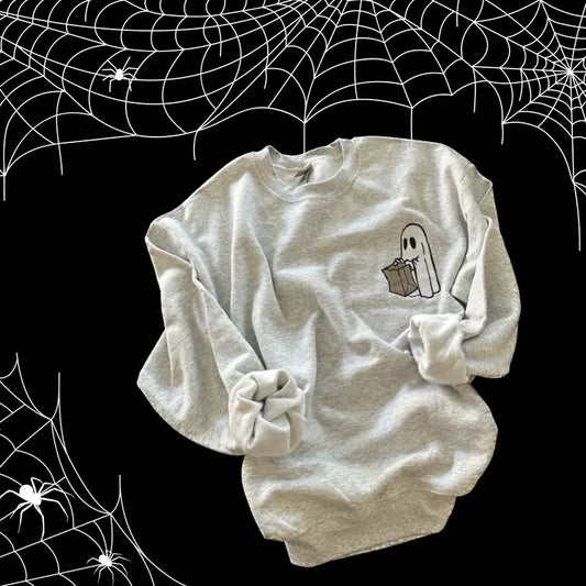Ghost Bag Embroidered Crewneck Sweatshirt