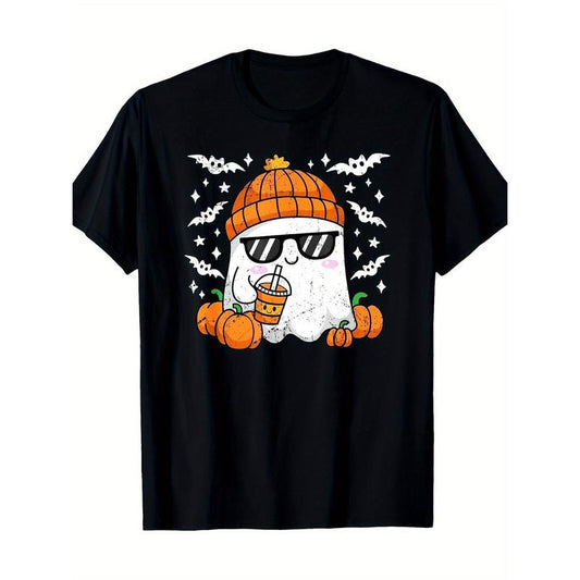 Ghost Drink coffee Fun Halloween Pumpkin Spice Lover T-shirt, men's T-shirt Made in USA