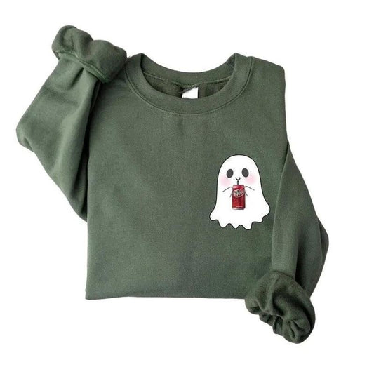 Ghost Halloween Sweater Drinking Dr Pepper, Ghost Sweater, Halloween Party Sweater,Halloween Gift, Cute Ghost Sweater, Halloween Gift, Ghost Dr Pepper Halloween Sweatshirt