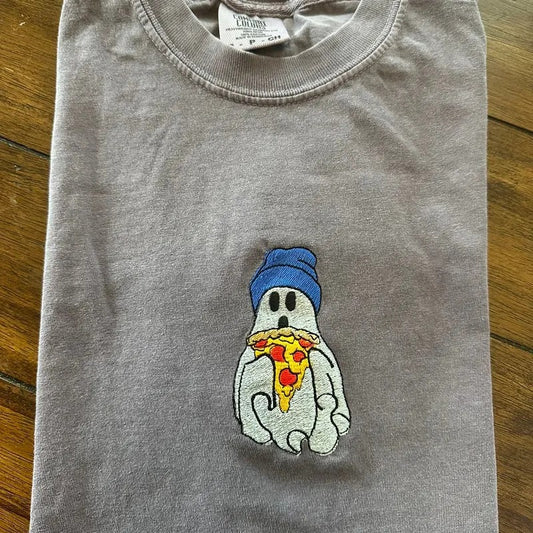Ghost pizza Embroidered Tee shirt