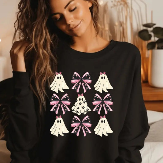 Ghost with Bows Halloween Crewneck Sweatshirt