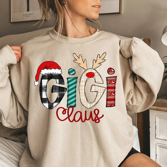 Gigi Claus Sweatshirt, Christmas Grandma Claus Sweatshirt, Grandma Sweater, Nana Family Christmas Sweatshirt, Xmas Holiday Tee, Gifts For Nana Gigi