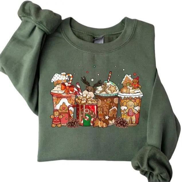 Gingerbread Coffee Cups Sweatshirt, Coffee Cups Sweatshirt, Holiday Coffee Cup Shirt, Gingerbread Halloween Shirt, Coffee Lover Sweatshirt