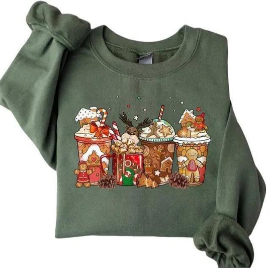Gingerbread Coffee Cups Sweatshirt, Coffee Cups Sweatshirt, Holiday Coffee Cup Shirt, Gingerbread Halloween Shirt, Coffee Lover Sweatshirt