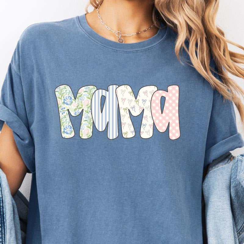 Girly Floral Mama Shirt ~ Unisex Apparel Relaxed Fit Printed In The USA Clothing Womenswear Casual Comfort Cotton Top Athletic Boho Chic