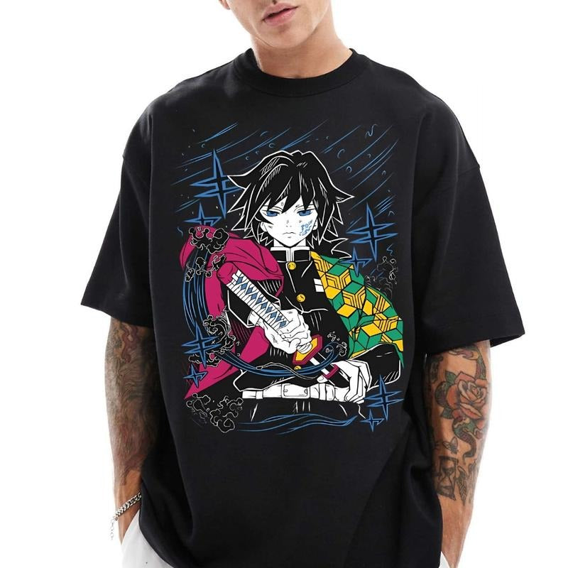 Giyu Tomioka Shirt, Demon Slayer Infinity Castle Arc Tee, Water Hashira T-Shirt, Kimetsu no Yaiba Infinity War Merch, Anime Graphic Shirt