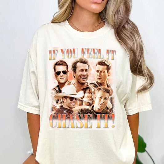 Glen Powell Shirt, If You Feel It Chase It Shirt, Glen Powell Tshirt, Glen Powell Fan Tees, Glen Powell Movies, Glen Powell Gift, Unisex Short Sleeve Tee Shirt