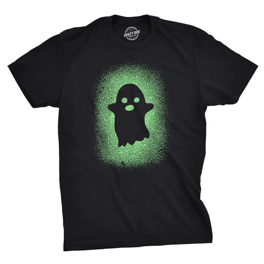 Glowing Ghost Glow In The Dark Shirt Scary Halloween T Shirt Cool Costume Tee Mens Funny T Shirts Cool Tees Soft Stylish Casual Menswear Halloween Apparel for Men Novelty Tees for Guys Black