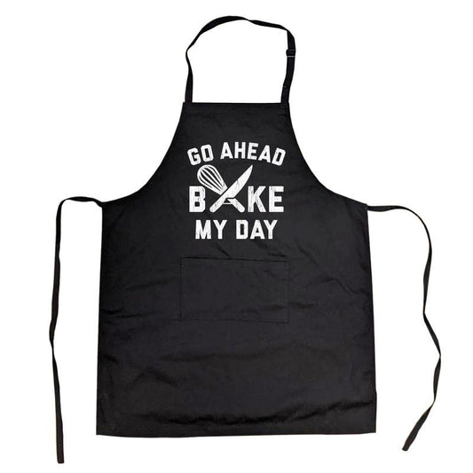 Go Ahead Bake My Day Cookout Apron Funny Kitchen Cooking Sarcastic Smock Chef Funny Aprons Funny Food Cover Novelty Cooking Aprons for Men Black