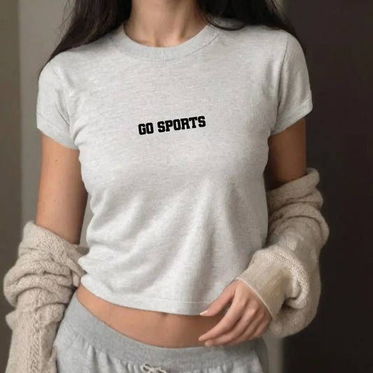 Go Sports Baby Tee Football Fan Graphic T, 90s T Shirt Girly pop y2k baby tee 90s Casual Fit