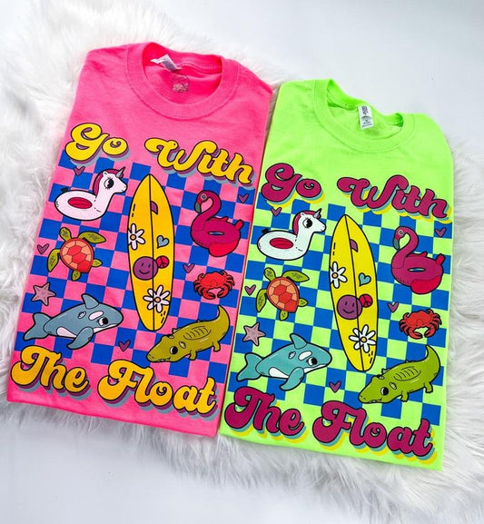 Go With the Float Summer Neon Tshirt in Multiple colors Comfy Unisex T-Shirt Oversized Womenswear
