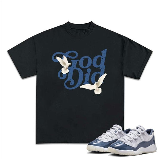 God Did T-shirt, 11S Diffused Blue Unisex Shirt, Shirt To Match Sneaker, Streetwear Y2k Shirt Underwear Tshirt Clothe Cotton Menswear Oversized Top
