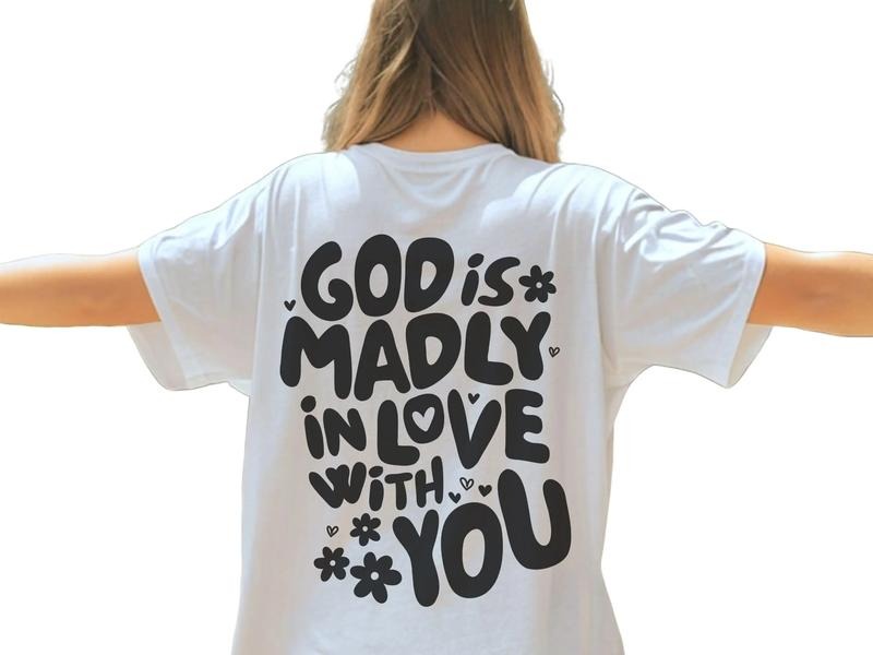 God Is Madly In Love With You Shirt, Retro Christian Shirt, Minimalist Wavy Faith Quote Tee, Unisex T-Shirt, Gifts For Christian Women, Short Sleeve Tee Shirt, Gifts For Birthday Mothers Day
