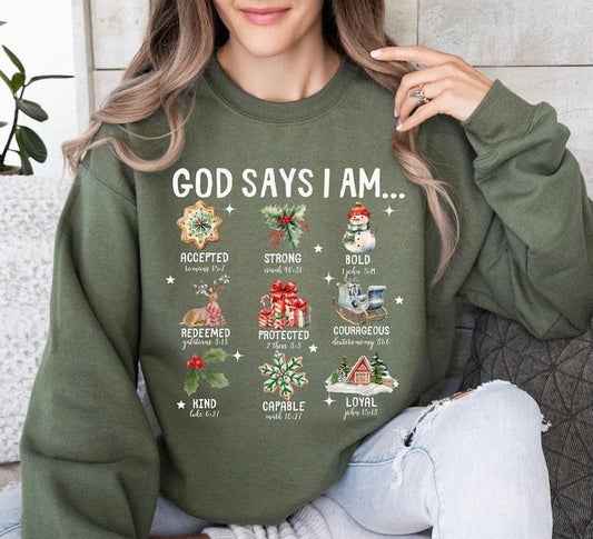 God Says I am Christmas, Christmas Gift,  Jesus Shirt, Christian Jesus Tshirt, Christian Bible Tee, Holly Xmas