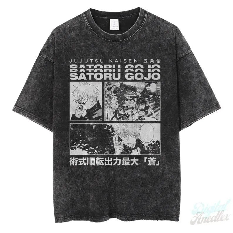Gojo Shirt, Vintage JJK Anime Shirt, Anime Shirt, Manga Shirt, Anime Washed T-shirt Cotton Menswear