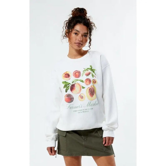 Golden Hour Women's Peach Farmers Market Crew Neck Sweatshirt