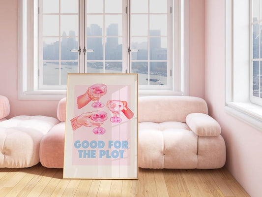 Good For The Plot Light Pink Room Decor, Bar Cart Art Blue Dorm Room Decor, Trendy Wall Art, Living Room Decor Aesthetic Y2k, Poster Prints No Frame, Gifts For Her Him Bedroom Decor, Wall Art Home Decor, Outdoor Wall Art, Gifts For Birthday Decoration Set