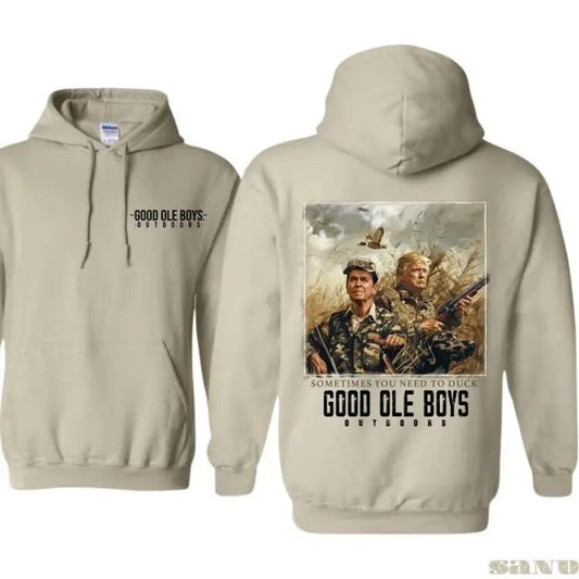 Good Ole Boys Outdoors 2 Sides Trump Hoodie Sweatshirt T-shirt, Sometimes You Need To Duck Hoodie, Trummp Reagan Hunting Shirt, Trump Gift, Outdoor Sweater, Unisex Casual Hoodie For Men, For Women