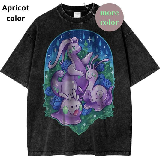 Goomy Graphic Tee, Sliggoo, Goodra, Pokemon Shirt, PKM TShirt, Anime Shirt, Vintage T-Shirt, Streetwear Shortsleeve Printed Womenswear Top