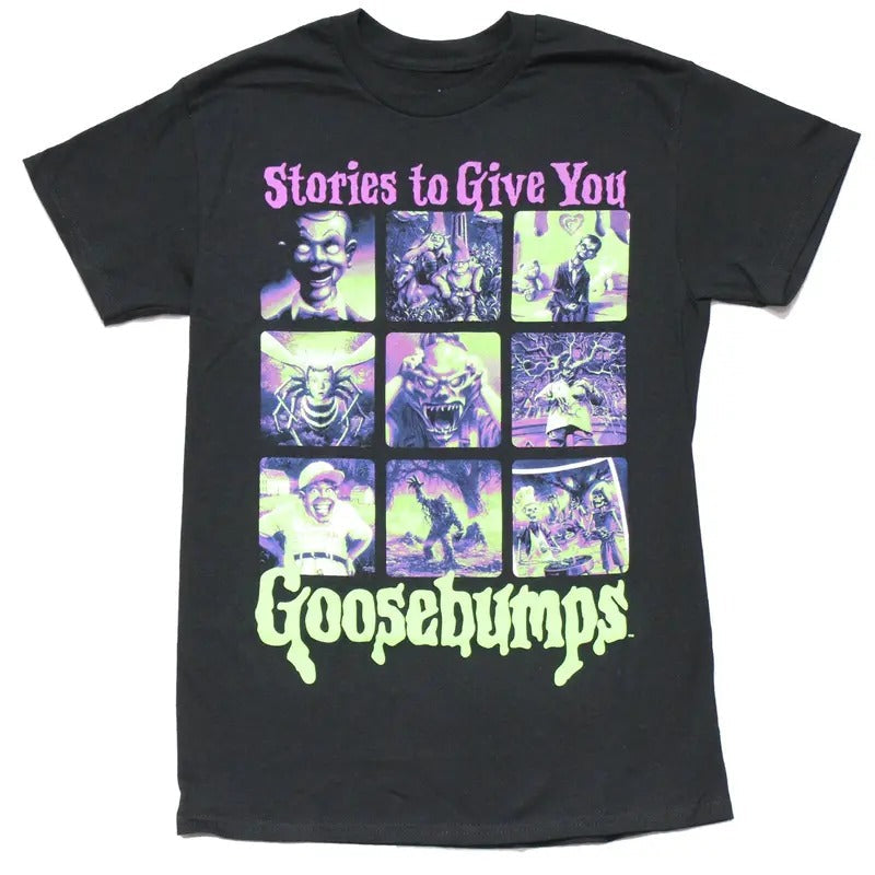 Goosebumps Stories To Give You Shirt, Goosebumps Panel Poster Tshirt, Goosebumps   Shirt, Green And Pink Halloween Shirt,   Movies Shirt