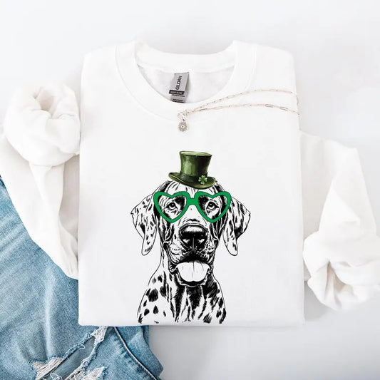 Great Dane, Adorable Dog, St Patrick's Day, Lucky, Irish Sweatshirt, Crew Neck, Women's, Crewneck