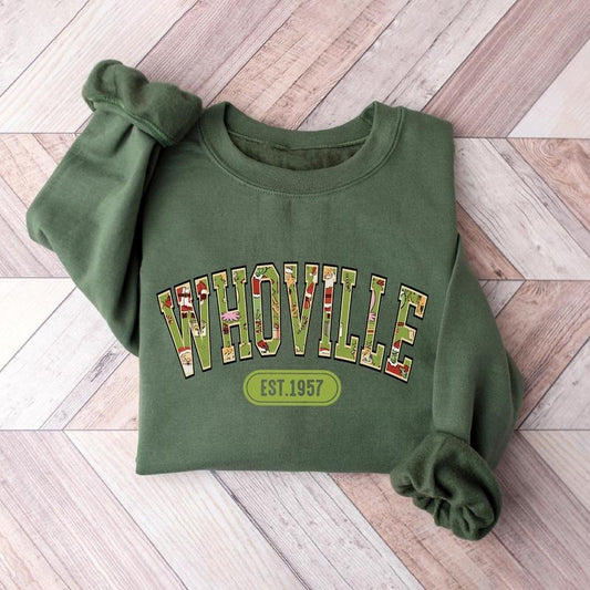 Grinch Christmas Sweatshirt, Whoville University Sweatshirt Hoodie, Whoville 1957 Sweatshirt, Christmas Holiday Shirt, Christmas Gift