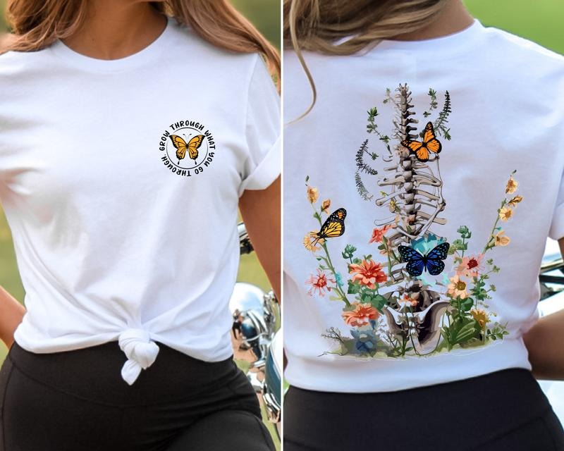 Grow Through It Shirt, Floral Spine Sweatshirt, Motivational Hoodie, Positive Saying Sweatshirts, Mental Health Warrior sweatshirt