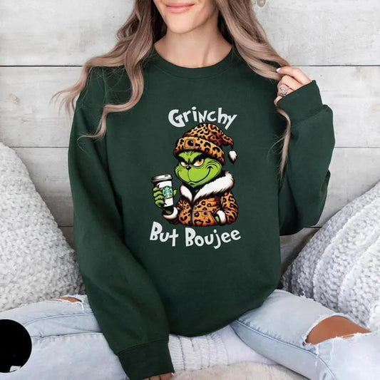 Grrinchy But Boujee Christmas Sweatshirt, Trendy Bougie Holiday Shirt, Funny Christmas Gifts for Her