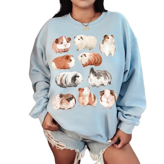 Guinea Pig Sweatshirt, Kawaii Guinea Pig Sweater, Cottagecore Clothes Cottage Core Clothing, Unisex Sweatshirt, Long Sleeve Crewneck Shirt, Gifts Ideas For Women Sweater, Gifts For Birthday Mothers Day Fit Womenswear