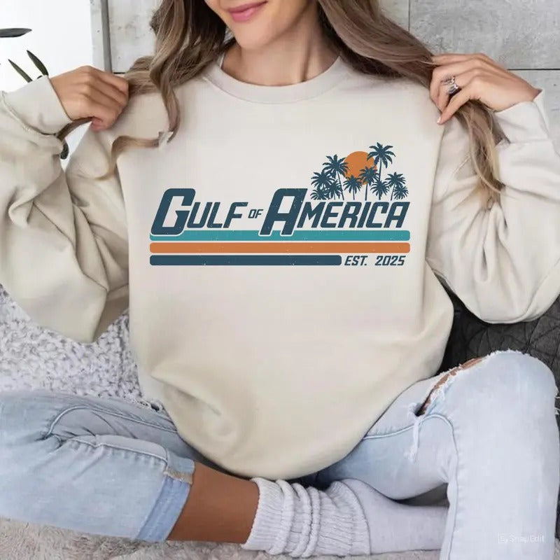 Gulf of America Sweatshirt, Gulf Coast Hoodie, Texas Mississippi Florida Beach Crewneck Unisex Cotton T-shirt for Men for Women
