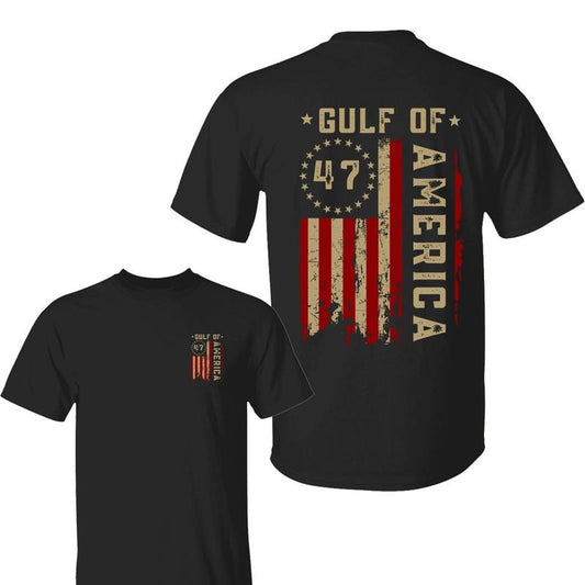 Gulf of America Unisex T-Shirt, Vintage Distressed American Flag Patriotic Tee, Relaxed Fit Short Sleeve, Streetwear For Men, For Women