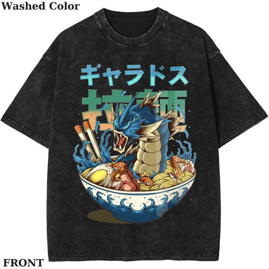 Gyarados Ramen Pokemon Meme Graphic T-Shirt, Pokemon T-Shirt, PKM Shirt, Anime Funny Shirt, Vintage Tee Streetwear Shortsleeve Printed Womenswear Top