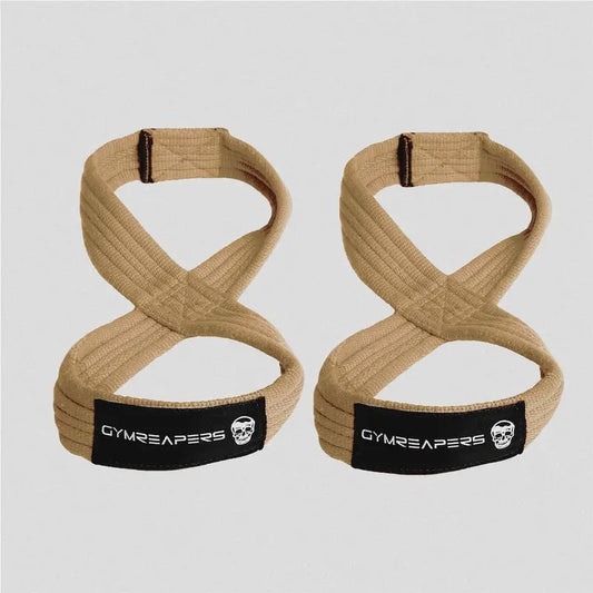 Gymreapers Figure 8 Lifting Straps, Khaki - Durable, Cotton Strength Design for Deadlift, Axle, and Barbell - Sports & Outdoor Accessories