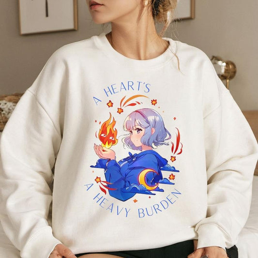 HC Calcifer and Sophie A Heart's A Heavy Burden Characters Anime Lovers Shirt Crewneck Hoodie, Manga Shirt