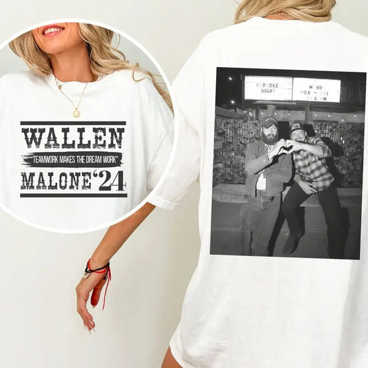Had Some Help Shirt, Teamwork Makes The Dream Work, WaIIen Mal0ne'24 2 Sided Graphic Tee, Country Music Fans Shirt, Concert Tee, Unisex T-Shirt, Gifts For Men Women, Short Sleeve Tee Shirt