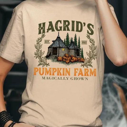 Hagrid's Pumpkin Farm Halloween Magic T-shirt Casual Crewneck
